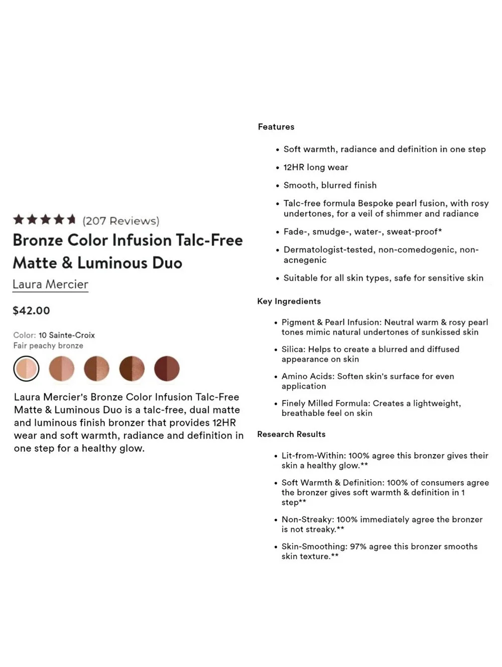 LAURA MERCIER Bronze Color Infusion Matte & Luminous Duo In 10 Sainte-Croix